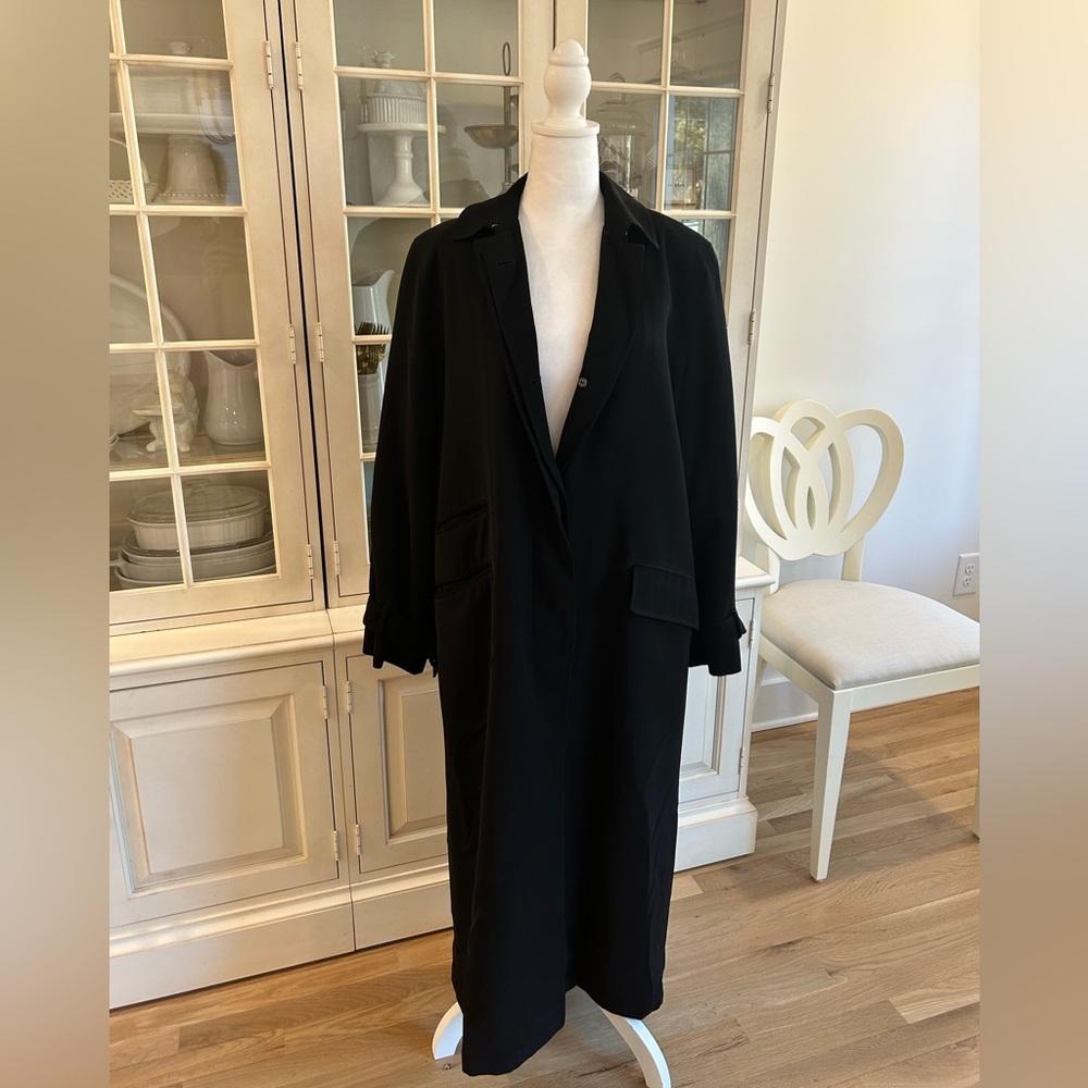 Anne Klein Black Trench/Winter Coat Sz 8 - Picture 4 of 9